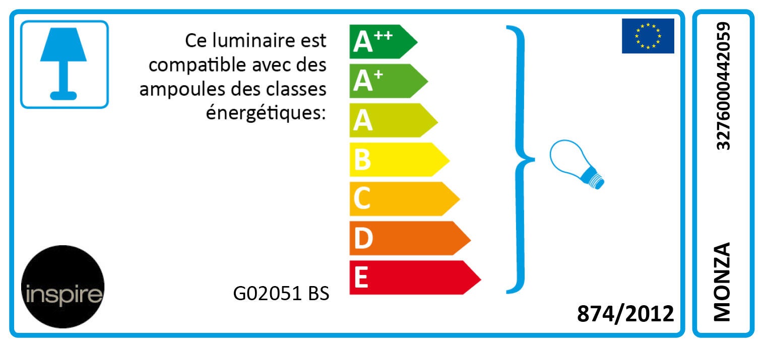 Applique montante E27, acier / verre, noir, Monza, INSPIRE - 9
