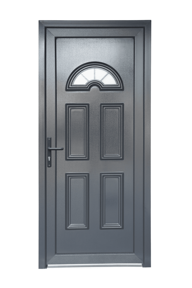 Porte d'entrée PVC grise poussant droit H.215 x l.90 cm Elise