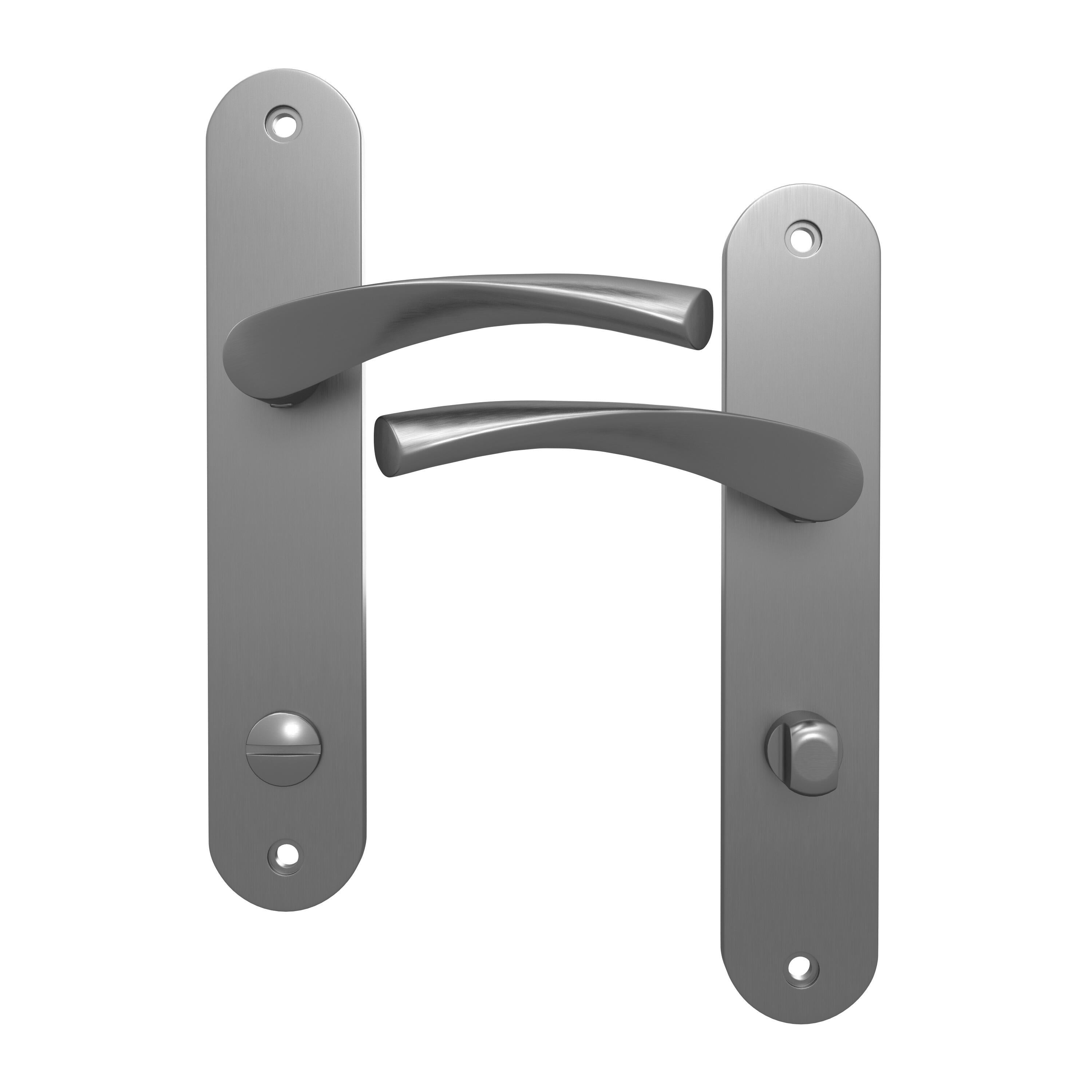 Poignée de porte sur plaque aspect nickel entraxe 195 mm à condamnation INELA x2 - 5