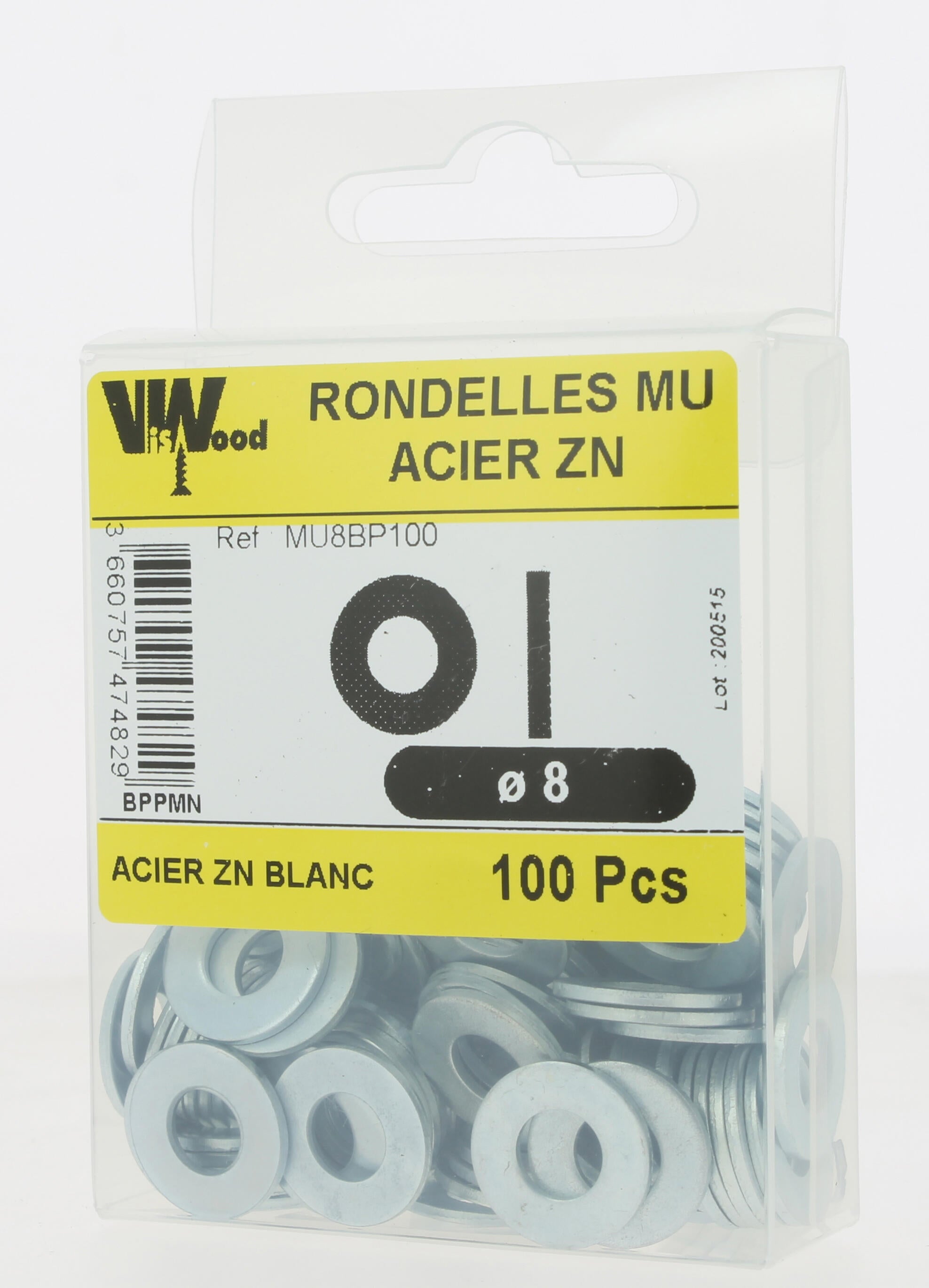 Lot de 100 rondelles moyennes ZG D.8 x 18 x 1,5 mm - VISWOOD - 3