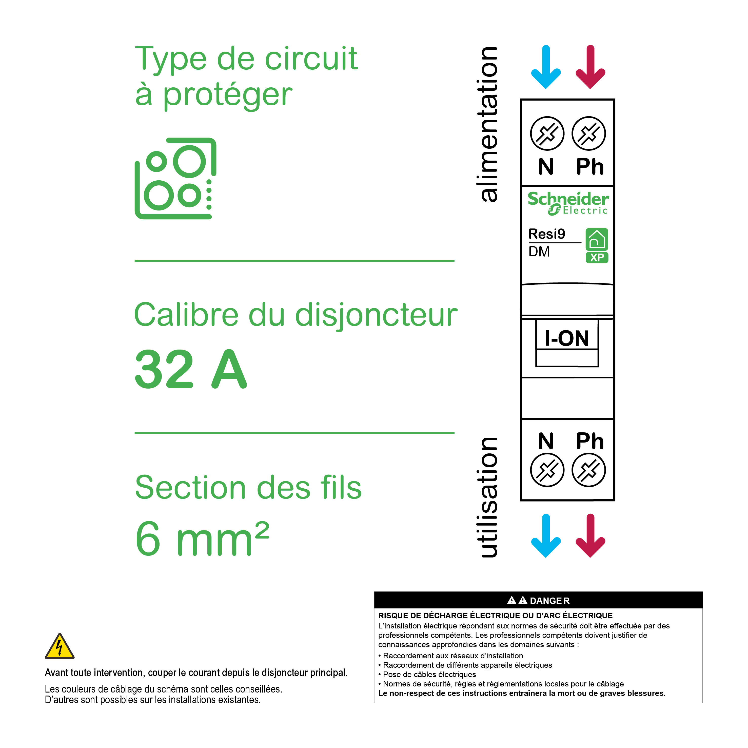 Disjoncteur modulaire 32A Resi9 XP - SCHNEIDER ELECTRIC - 2