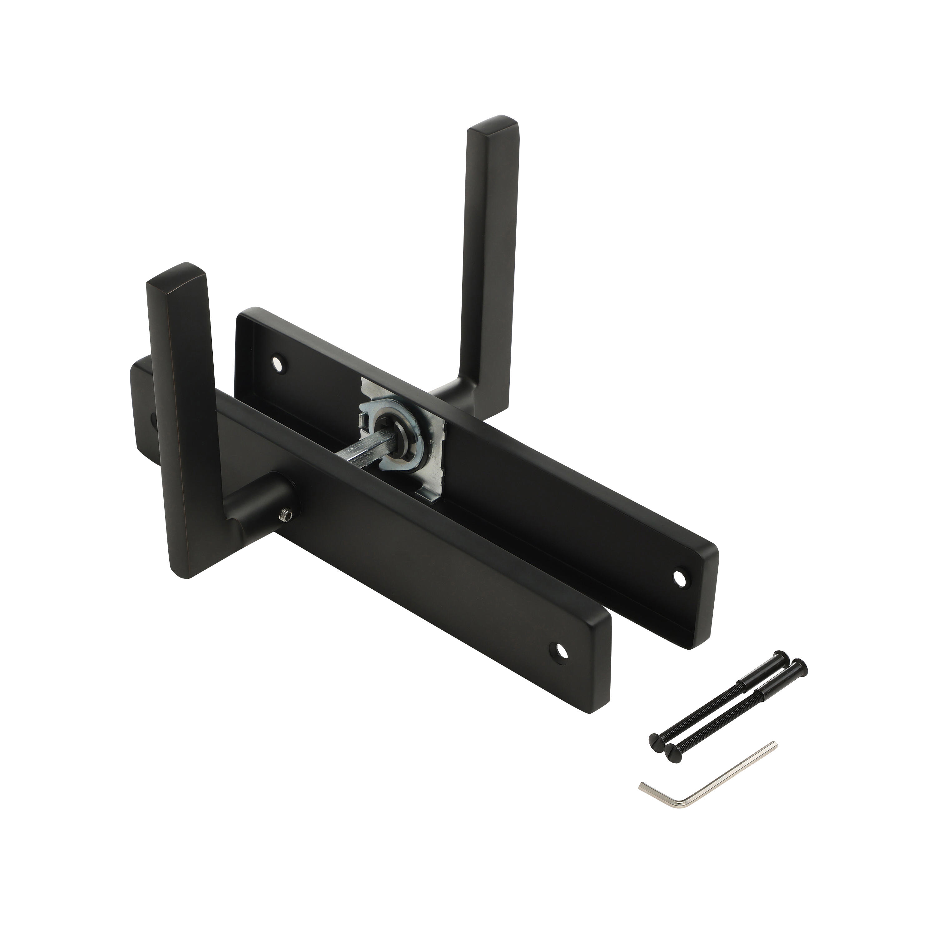Poignée de porte sur plaque noire entraxe 195 mm bec de cane DAREN x2 - 4