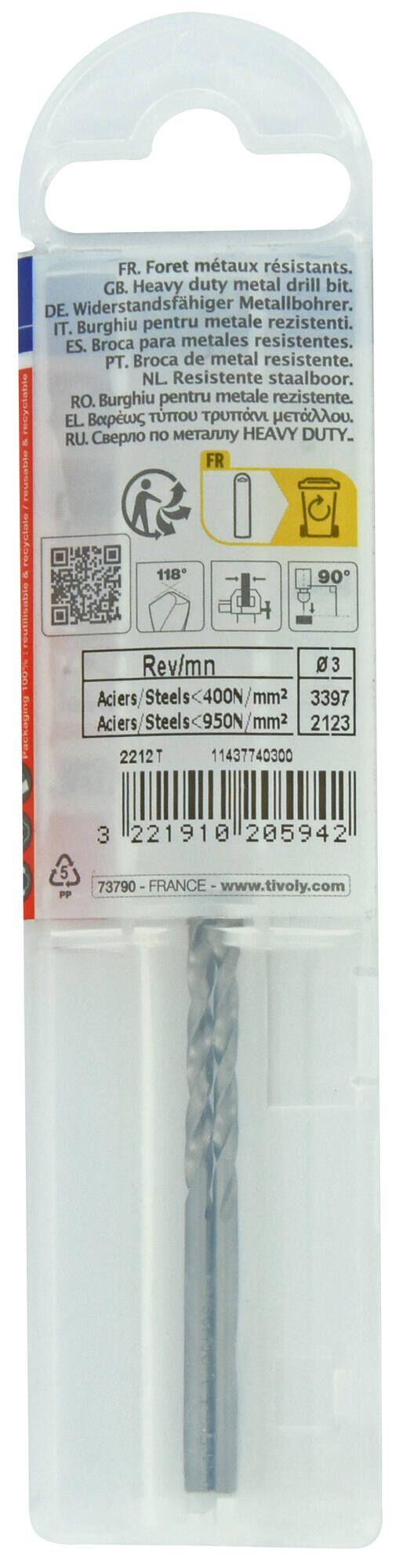 2 forets métaux HSS Diam.3 mm L.61 mm - TIVOLY - 4
