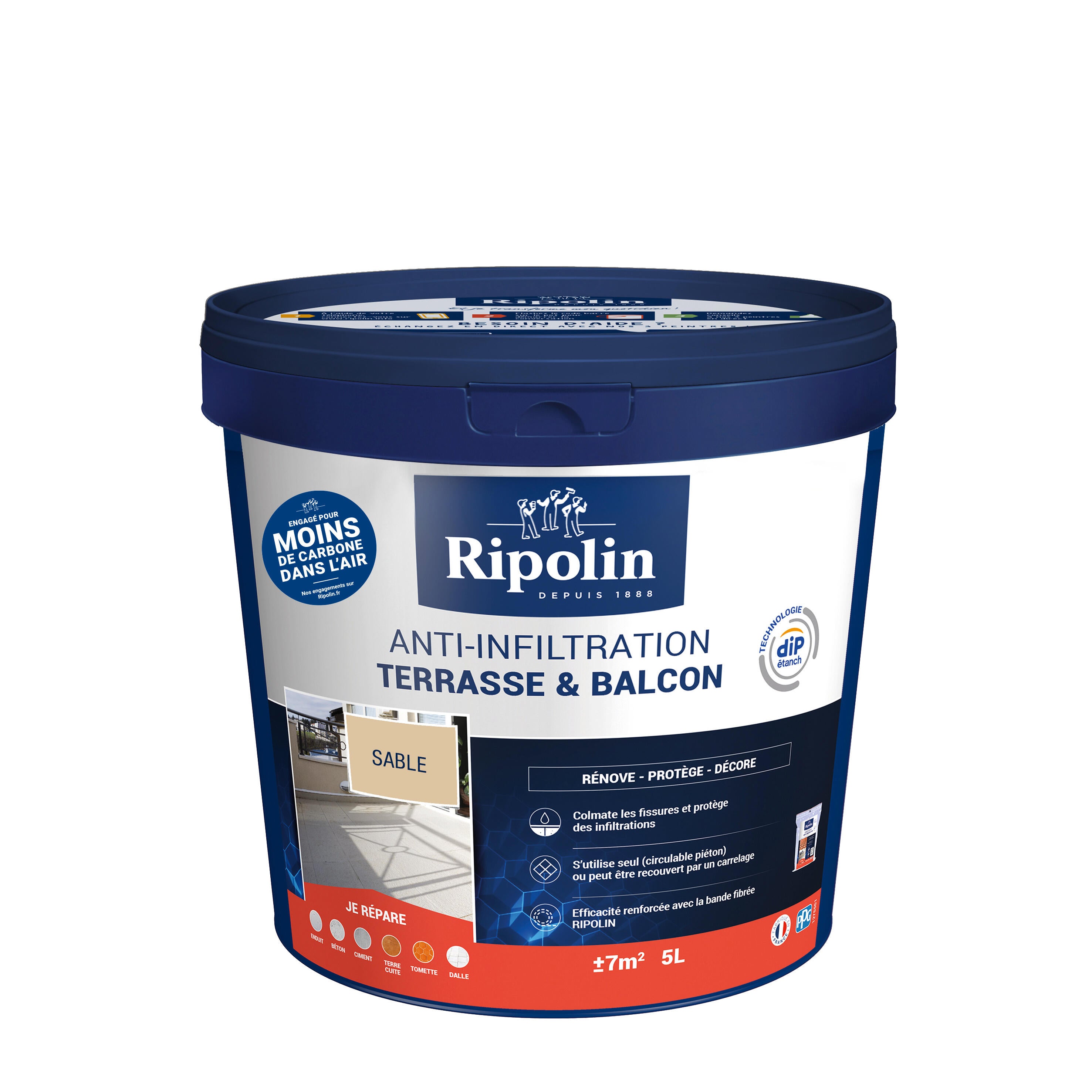 Revêtement d'étanchéité anti-infiltration terrasse & balcon sable 5 L - RIPOLIN - 7