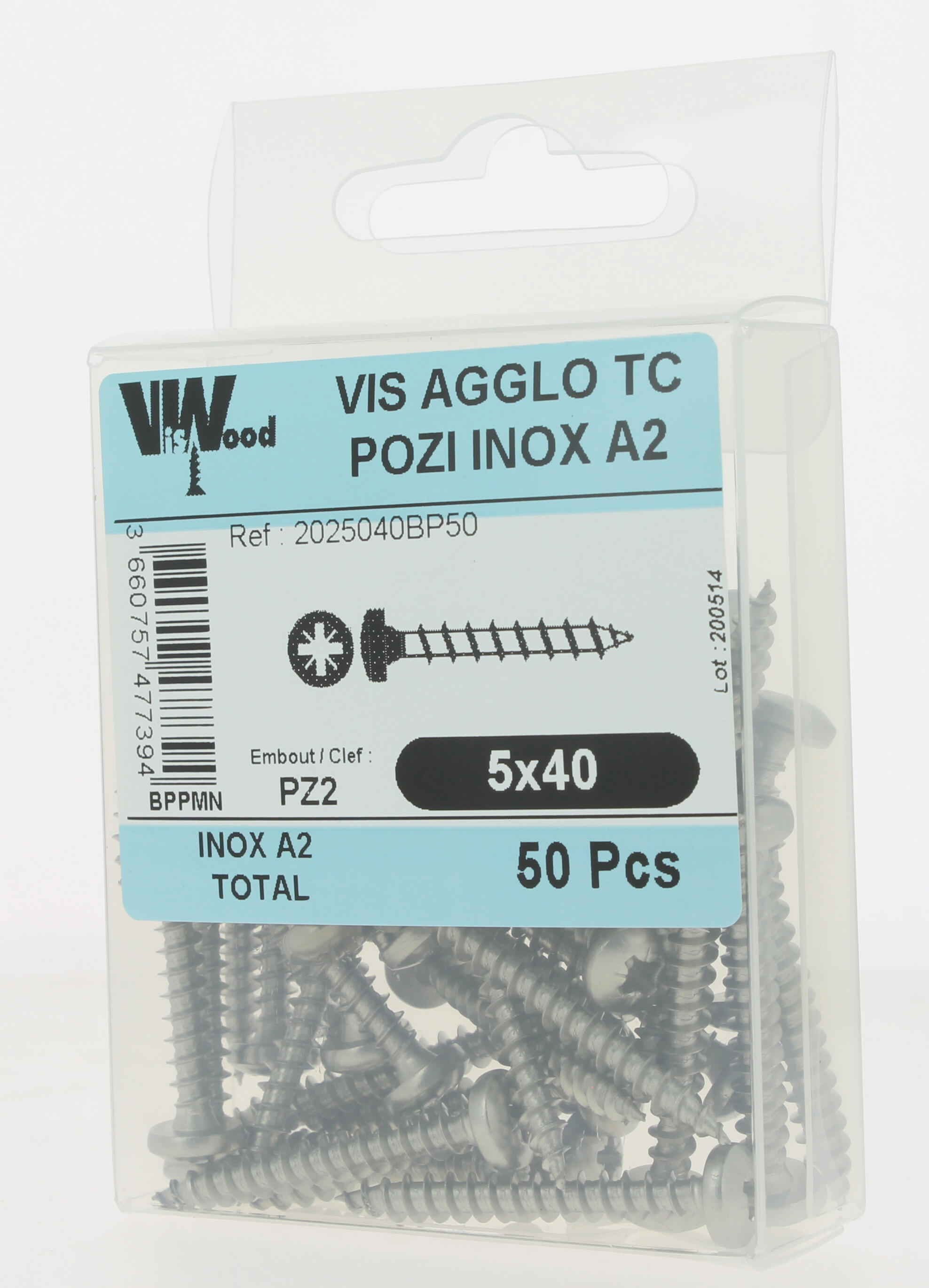 Vis bois inox A2 Diam. 5 x 40 mm Boîte de 50 - VISWOOD - 2