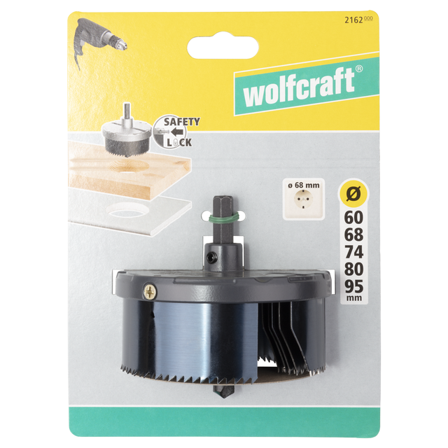 Scie cloche multi-lames pour bois et platre Diam.60 à 95 mm - WOLFCRAFT