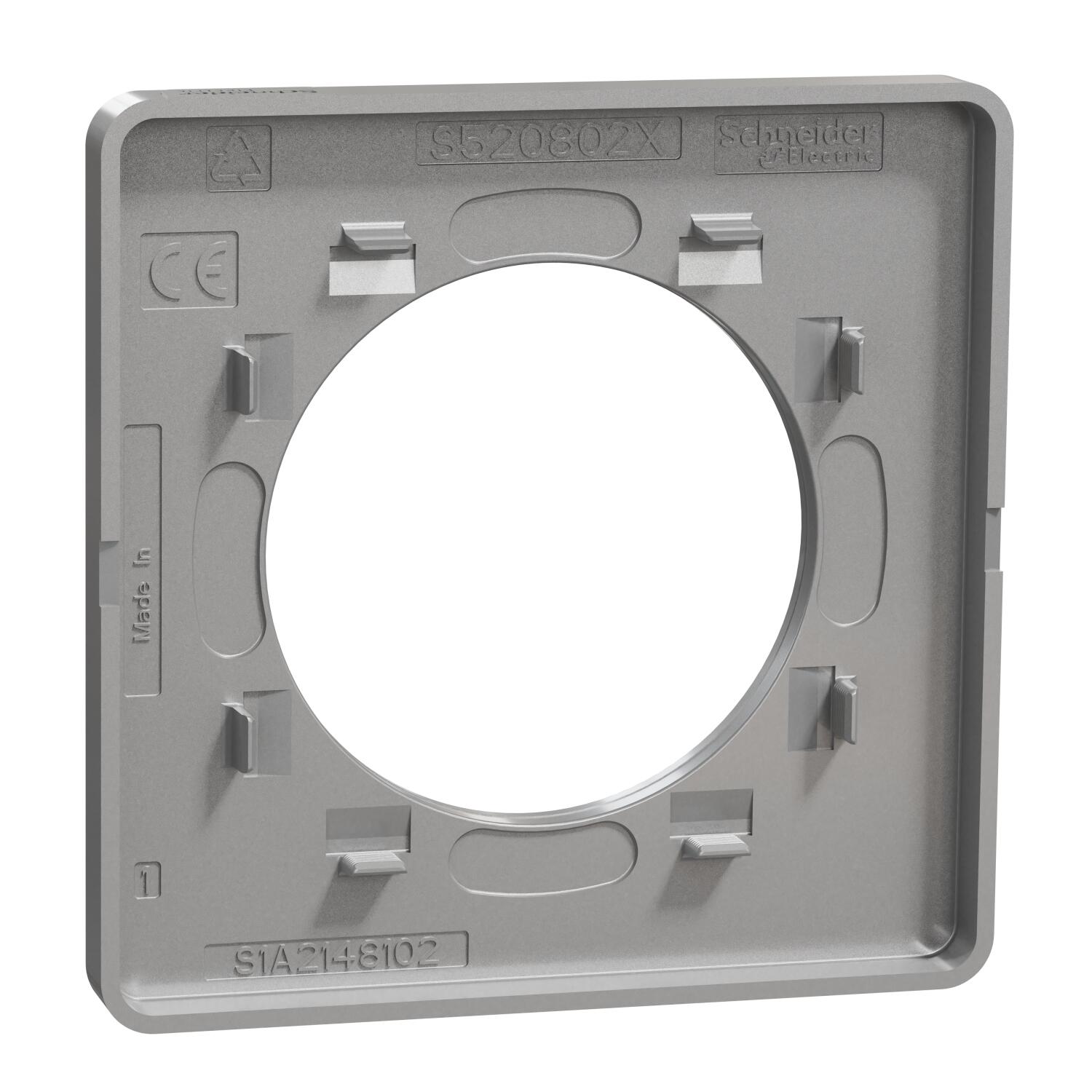 Plaque simple Odace Touch, SCHNEIDER ELECTRIC, aluminium brossé liseré aluminium - 13
