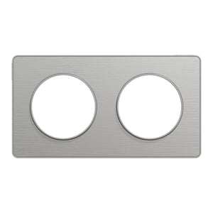 Plaque double Odace Touch, SCHNEIDER ELECTRIC, aluminium brossé liseré aluminium