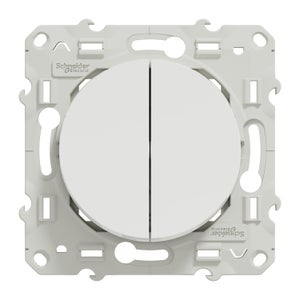 Interrupteur va-et-vient et poussoir Odace, SCHNEIDER ELECTRIC, blanc