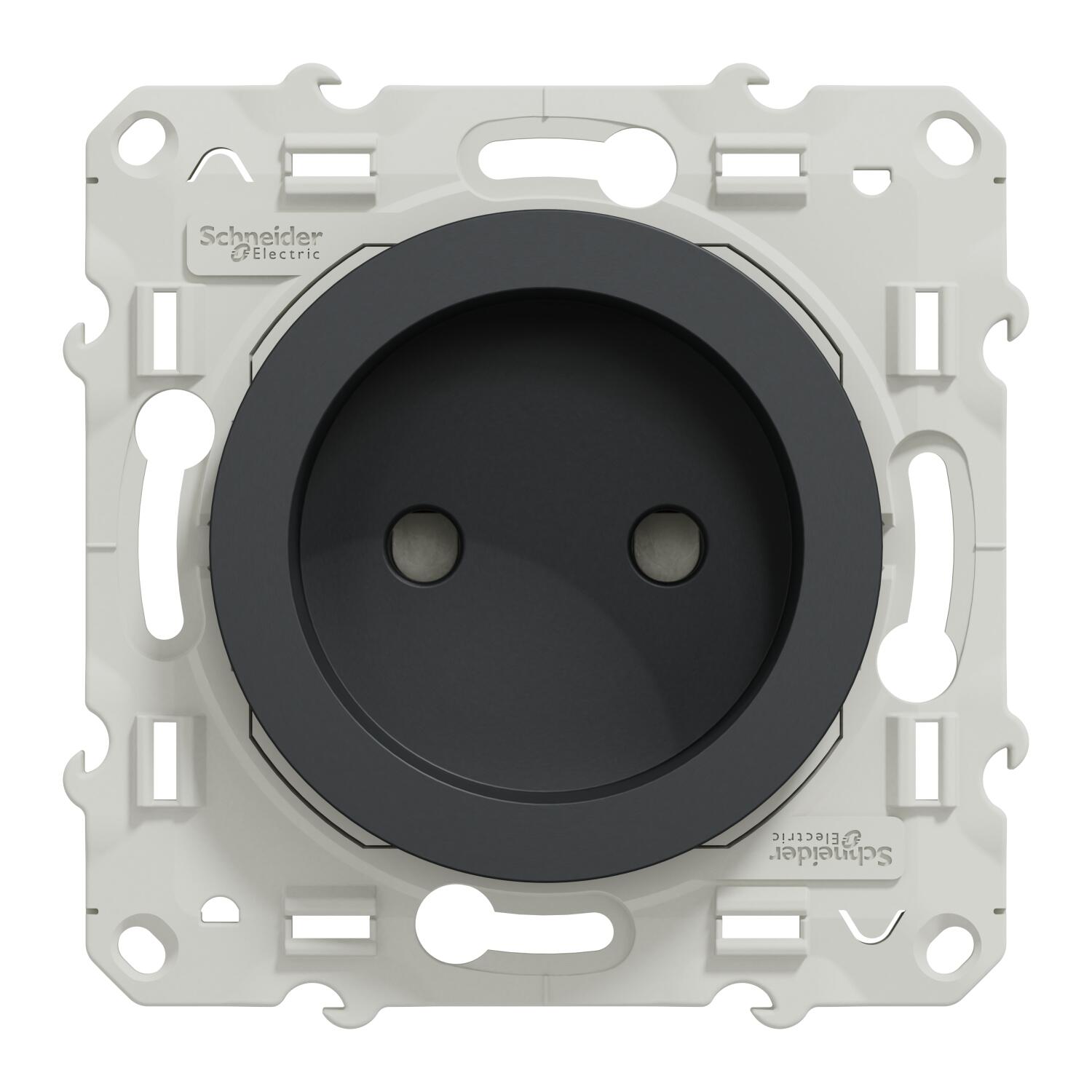 Enjoliveur Anthracite Odace Schneider Electric - Sans LED - Dimensions 7,5 X 5,5 X 1 Cm - Pour Interrupteur/variateur - 6
