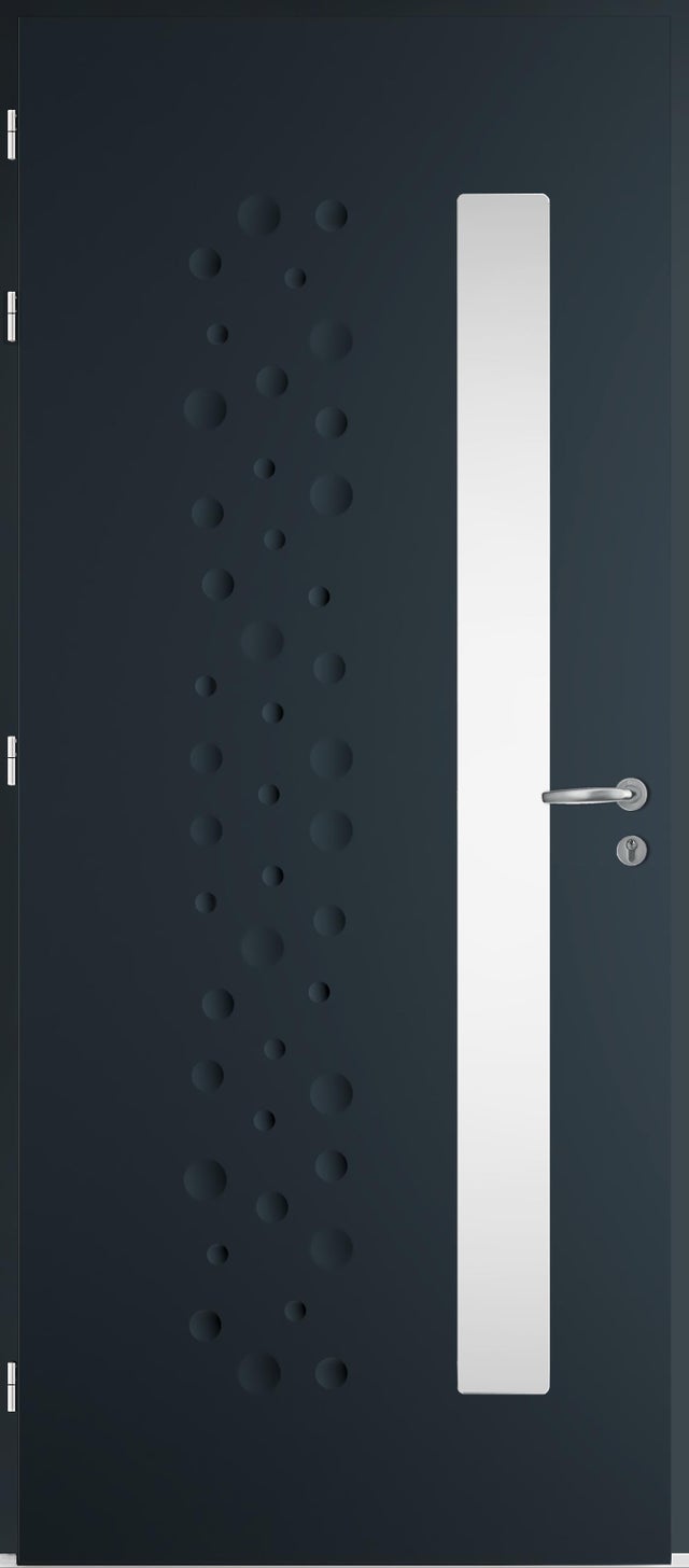 Porte d'entrée acier grise poussant gauche H.215 x l.90 cm Ultime