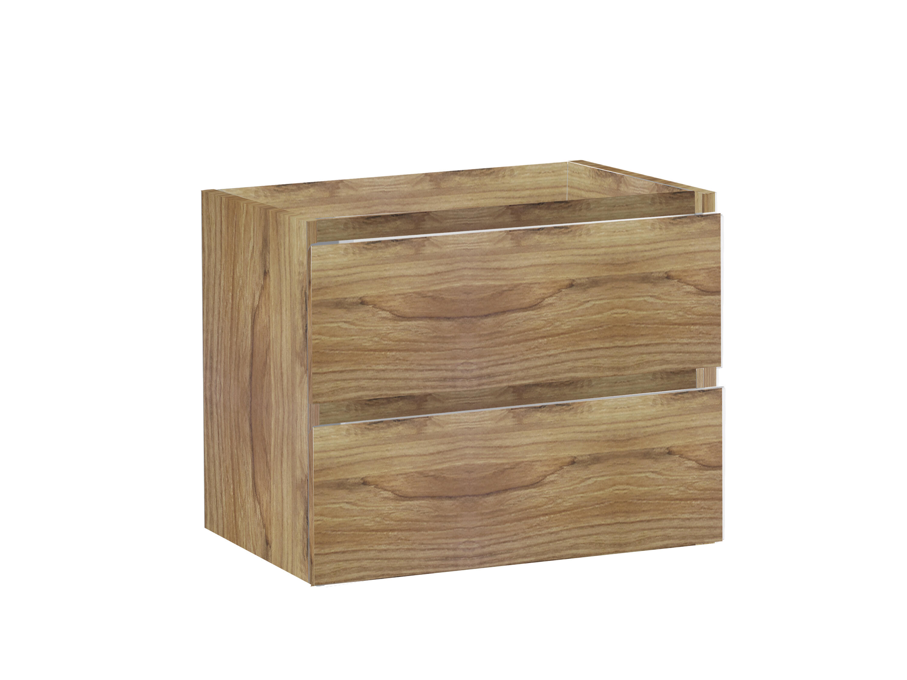 Meuble sous vasque suspendu 2 tiroirs décor chêne miel l.60 x P.45 x H.50 cm - ATLANTIS - 2