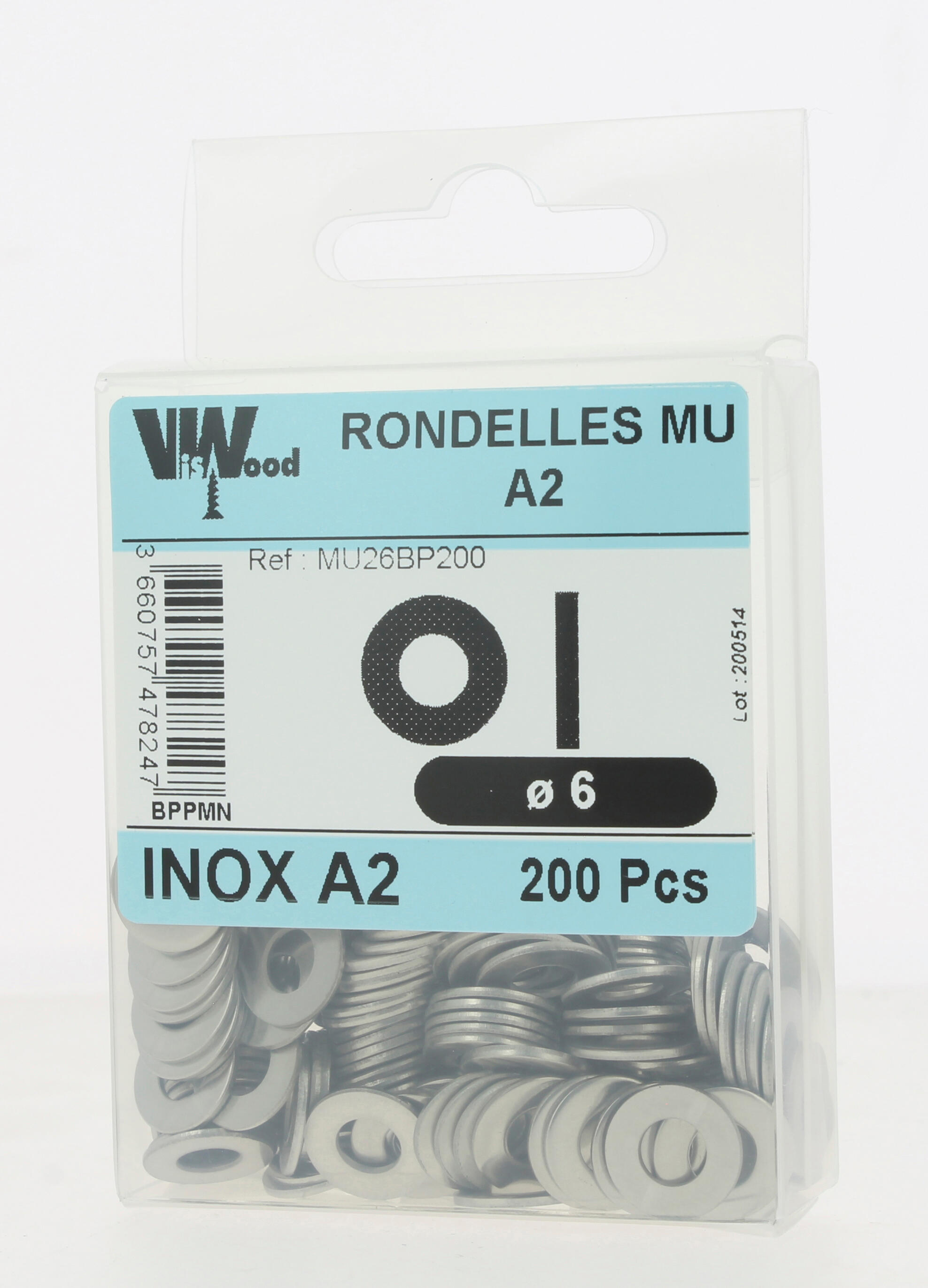 Rondelles moyennes MU inox A2 Diam. 6 x 14 mm Boîte de 200 - VISWOOD - 3