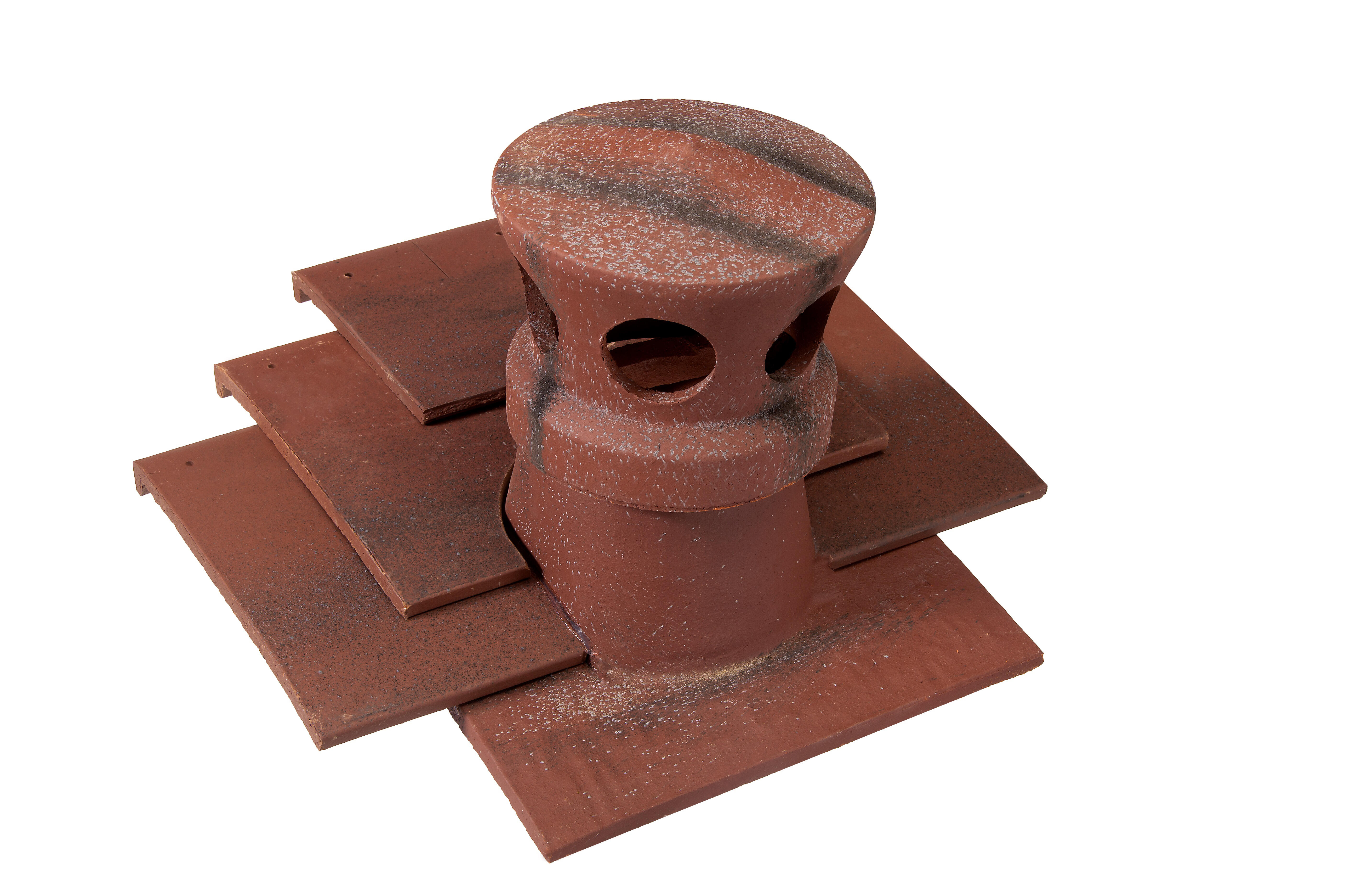 Tuile à douille+ lanterne diamètre 120 mm Plate de Pays rouge vieilli - MONIER - 2