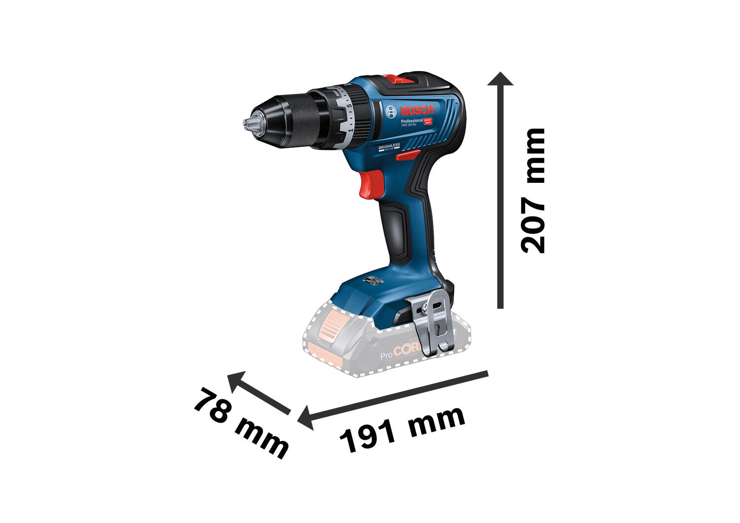 Perceuse visseuse à percussion sans fil 18V 2x4Ah - BOSCH PROFESSIONAL - GSB 18V-55 - 2
