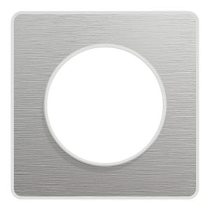 Plaque simple Odace Touch, SCHNEIDER ELECTRIC, aluminium brossé liseré blanc