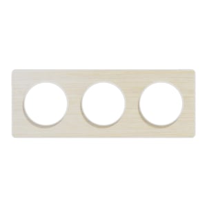 Plaque triple Odace Touch, SCHNEIDER ELECTRIC, bois nordique liseré blanc