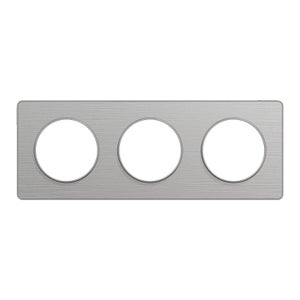 Plaque triple Odace Touch, SCHNEIDER ELECTRIC, aluminium brossé liseré aluminium