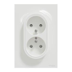Double prise avec terre verticale complet Odace, SCHNEIDER ELECTRIC, blanc