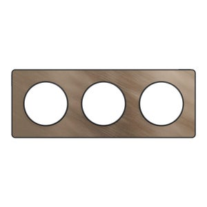 Plaque triple Odace Touch, SCHNEIDER ELECTRIC, bronze brossé liseré anthracite