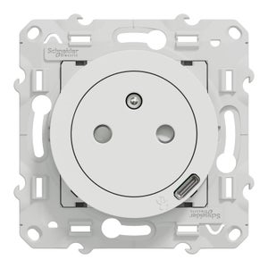 Prise affleurante + chargeur usb C à assembler Odace, SCHNEIDER ELECTRIC, blanc