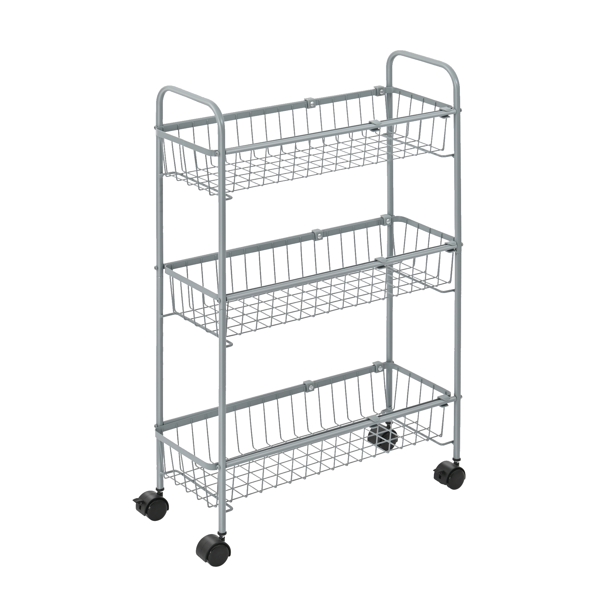 Wózek kuchenny na kółkach z 3 koszami szarozielony Delinia