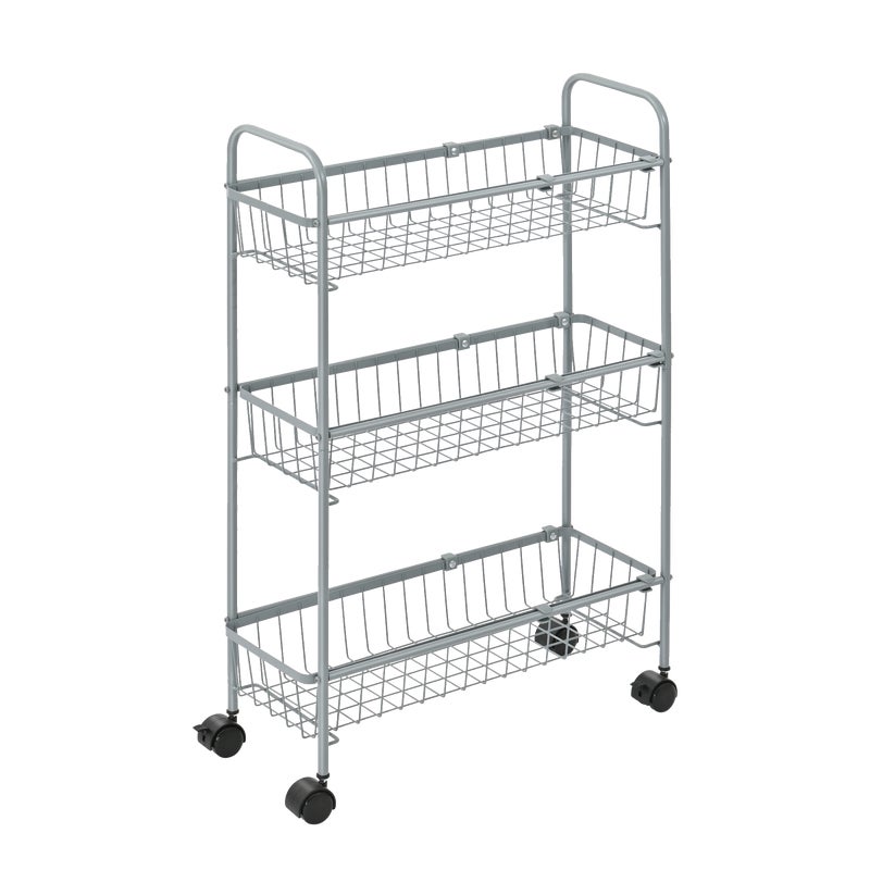 Wózek kuchenny na kółkach z 3 koszami szarozielony Delinia