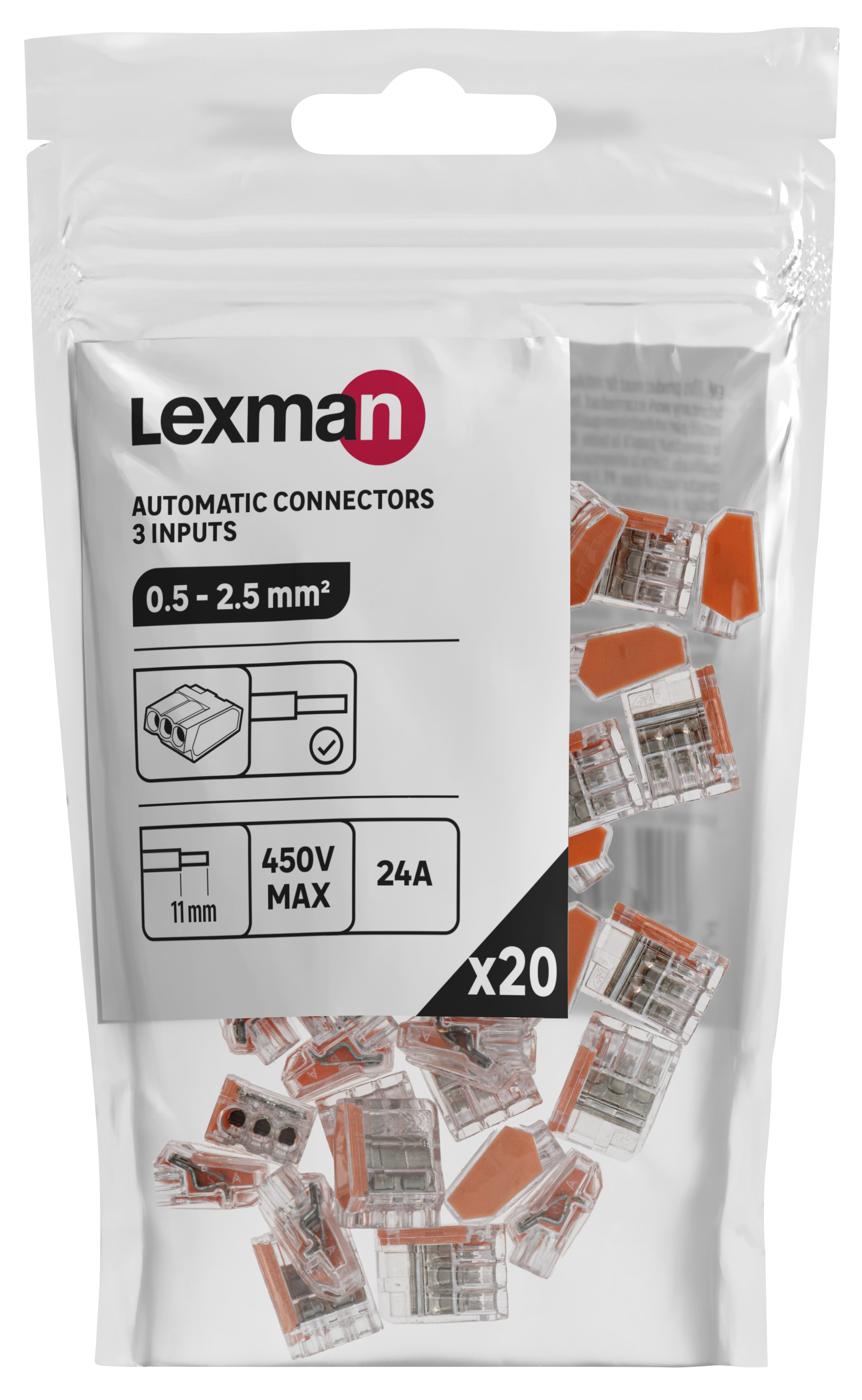 Szybkozłączka automatyczna elektryczna 2x0,2-4 mm 5 sztuk LEXMAN - 3