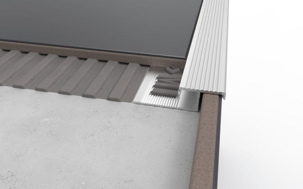 Nez de marche carrelage Ep.11 mm aluminium brillant gris L.2,50 m - 2