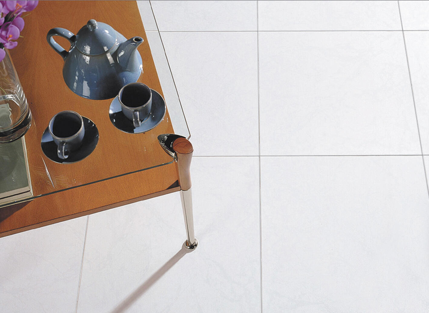 Carrelage sol intérieur effet marbre l.45x L.45 cm - Ubeda Blanc - 3