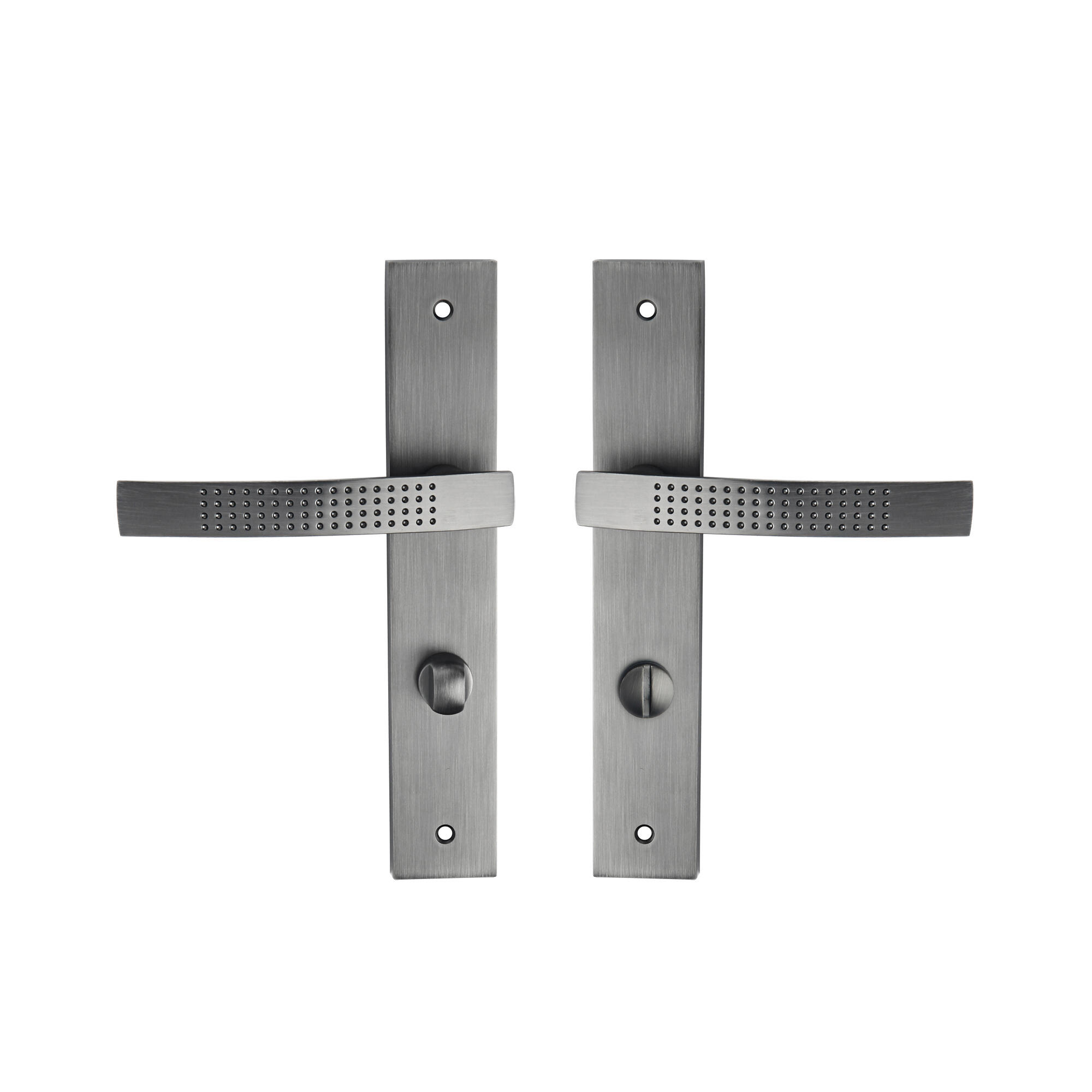 Poignée de porte sur plaque graphite mat entraxe 195 mm à condamnation ILDA x2 - 3