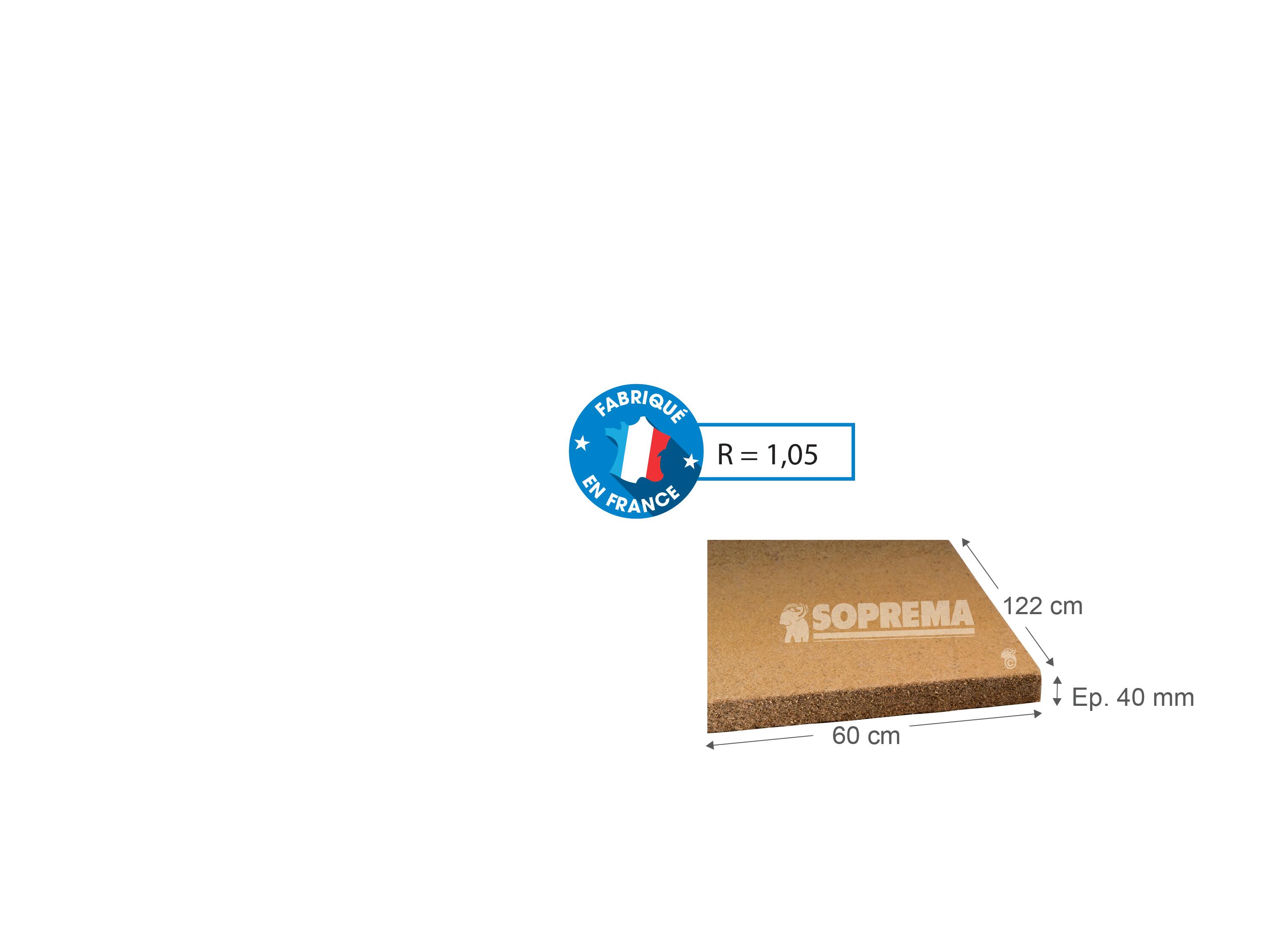 Lot de 10 panneaux isolants en fibre de bois 122x60cm Ep.4cm, R=1,05 - SOPREMA - 4
