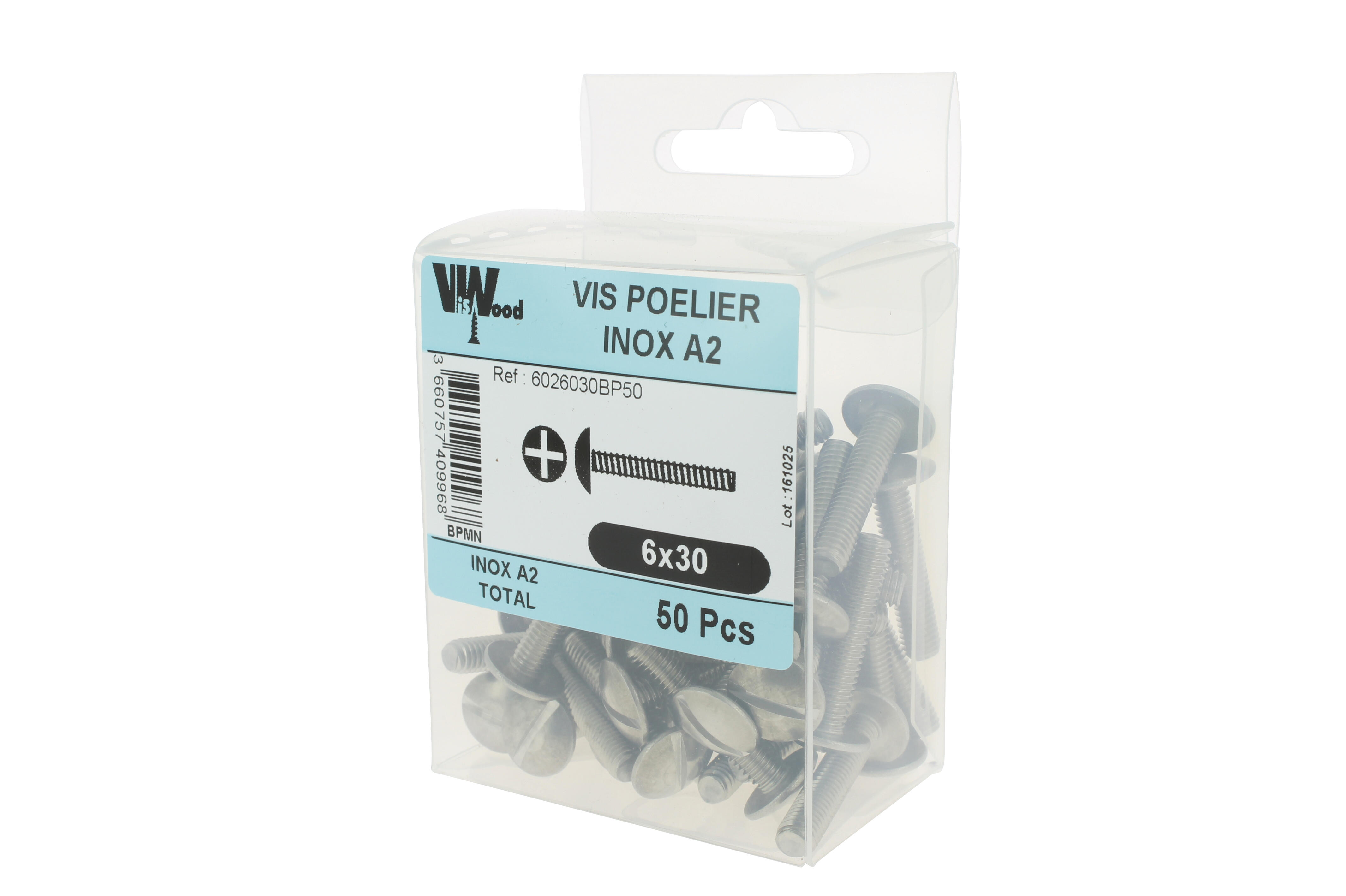 Vis poêlier inox A2 Diam. 6 x 30 mm Boîte de 50 - VISWOOD - 2