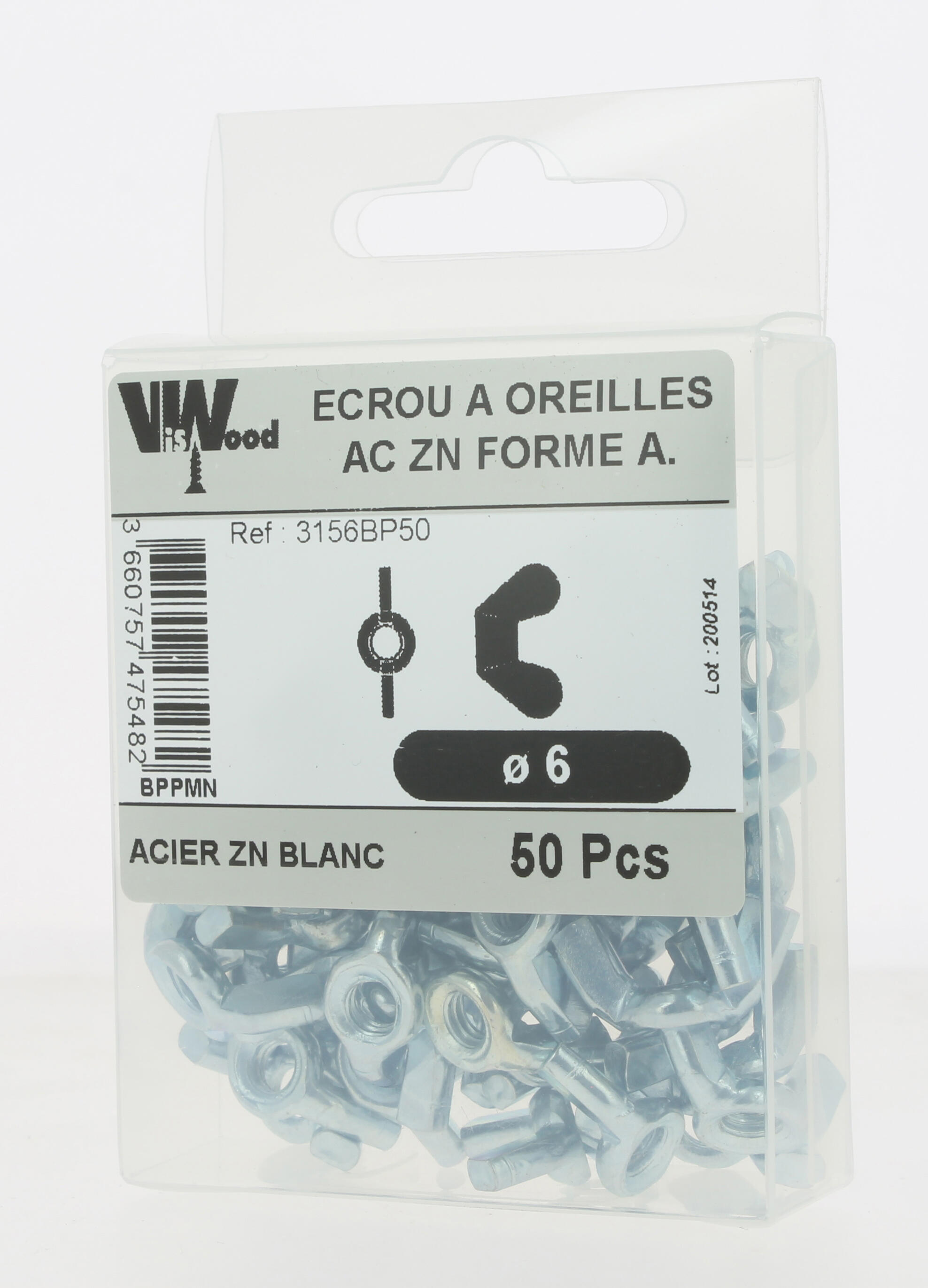 Écrous à oreilles zingué M6 50 pièces - VISWOOD - 3