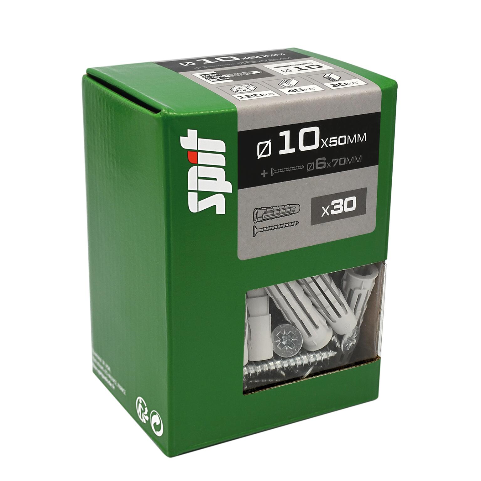 Cheville nylon avec vis multi-matériaux Diam.10 mm x 50 mm - SPIT Pro6 (lot de 30) - 2