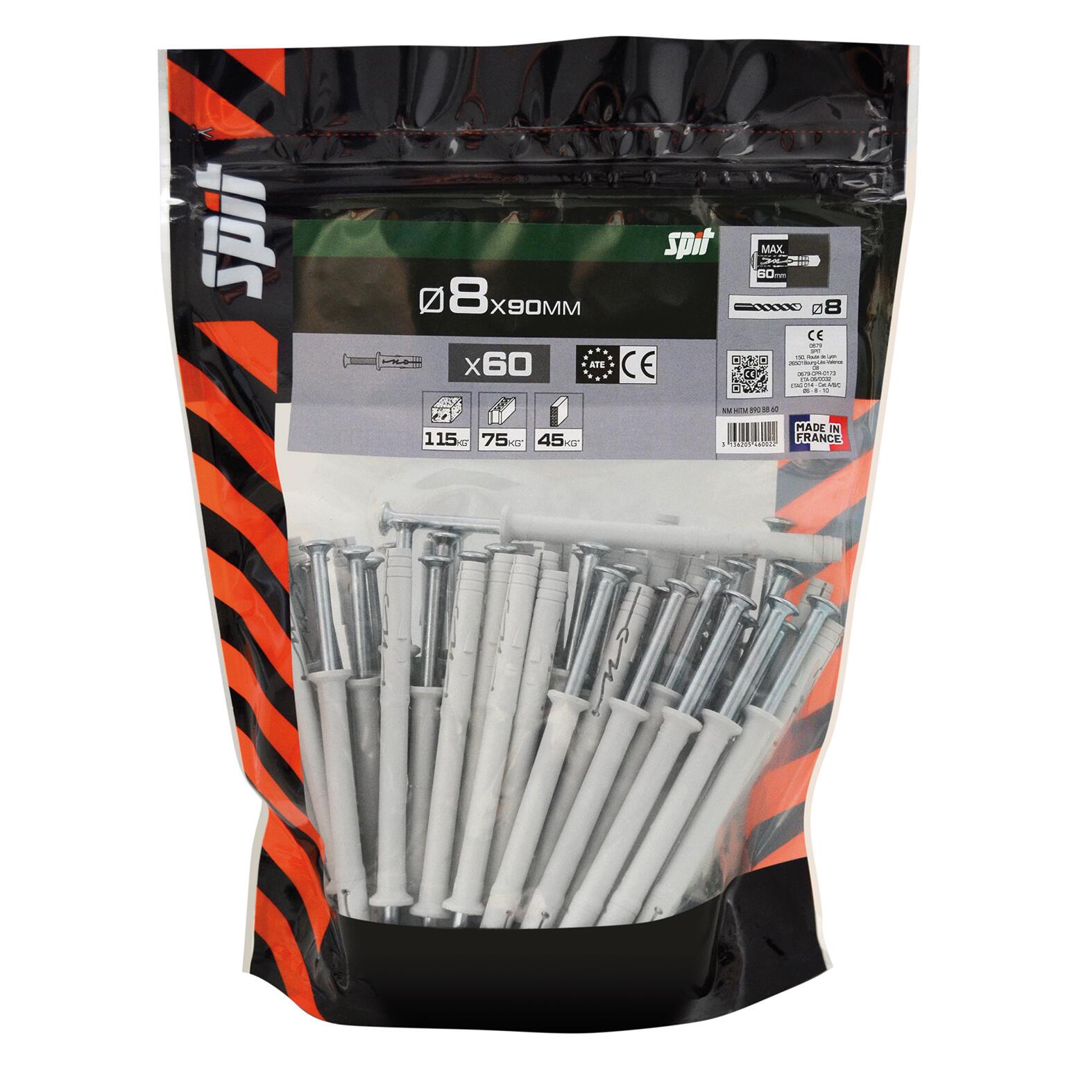 Cheville à frapper multi-matériaux Diam.8 mm x 90 mm - SPIT HITM (lot de 60) - 2