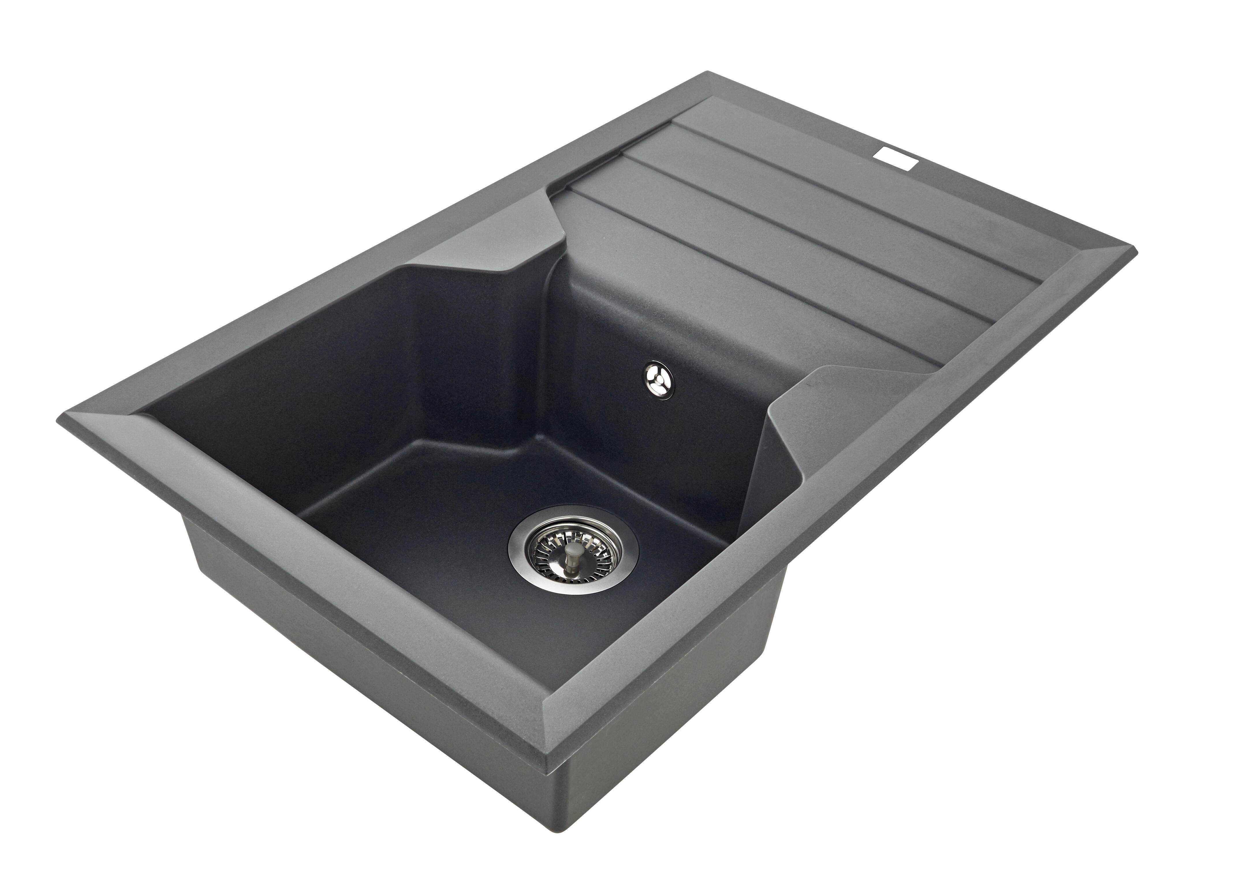 Evier à encastrer gris 1 cuve en quartzolit - 