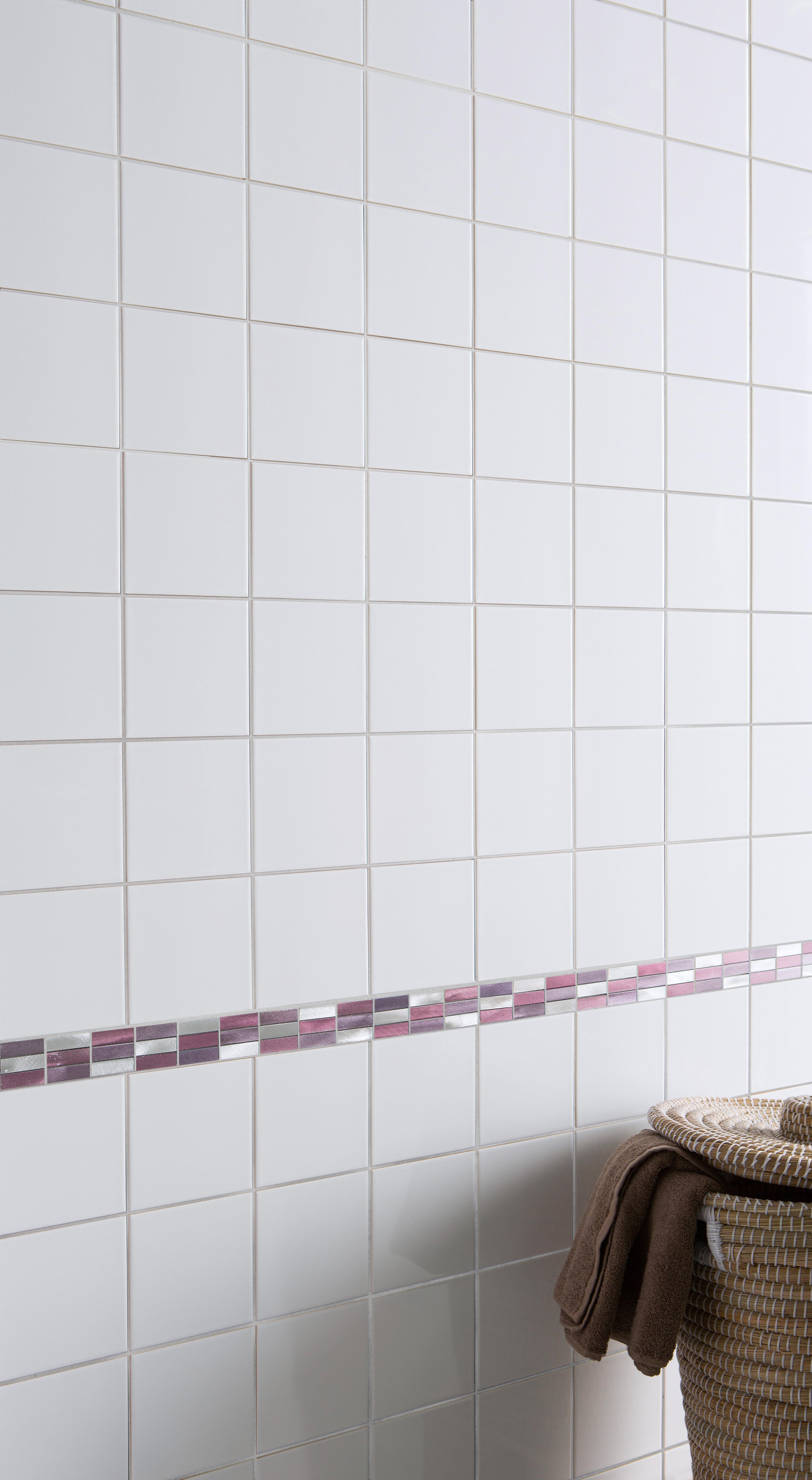 Carrelage mural blanc brillant uni l.20 x L.20 cm - 2