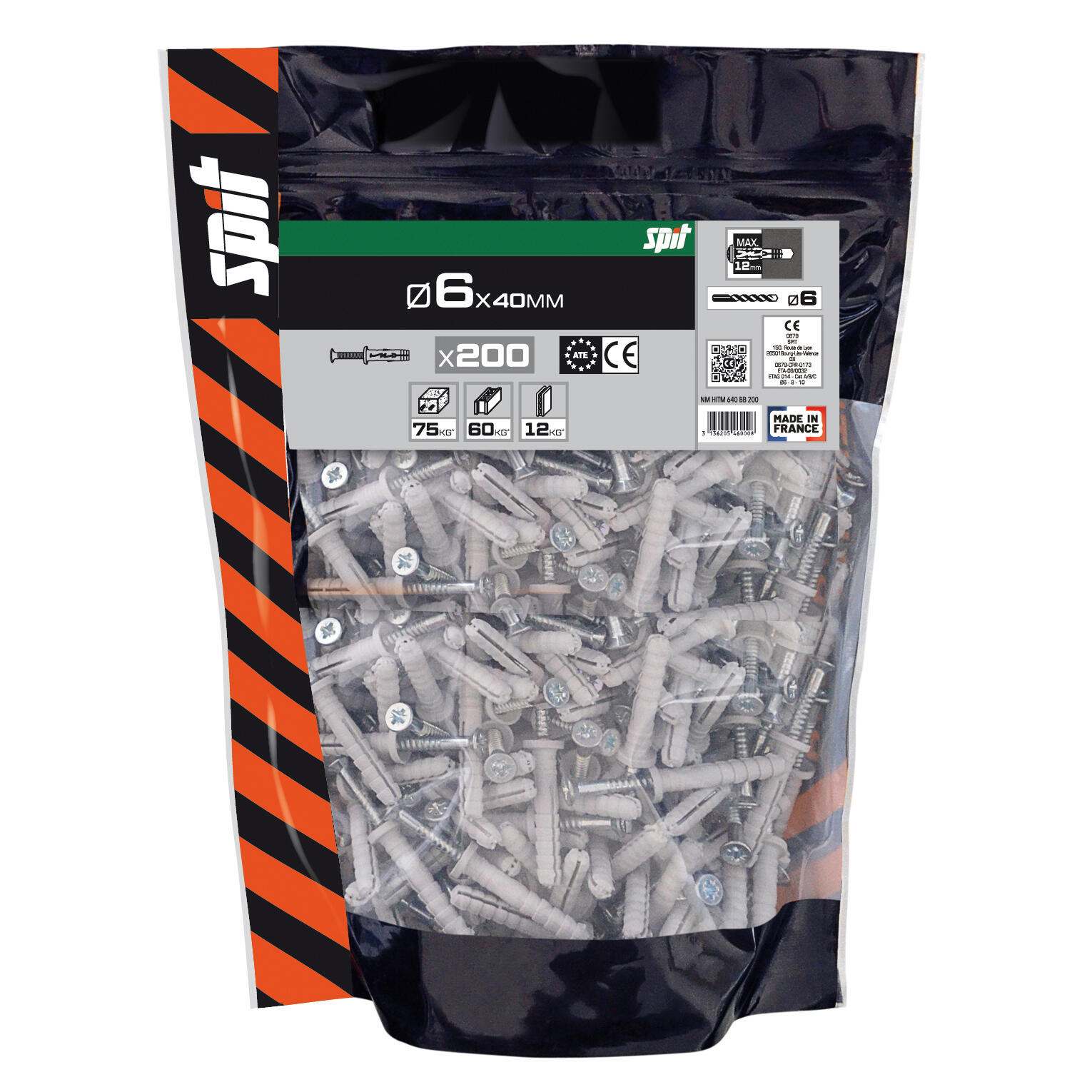 Cheville nylon multi-matériaux Diam.6 mm x 30 mm - SPIT Pro6 (lot de 600) - 2