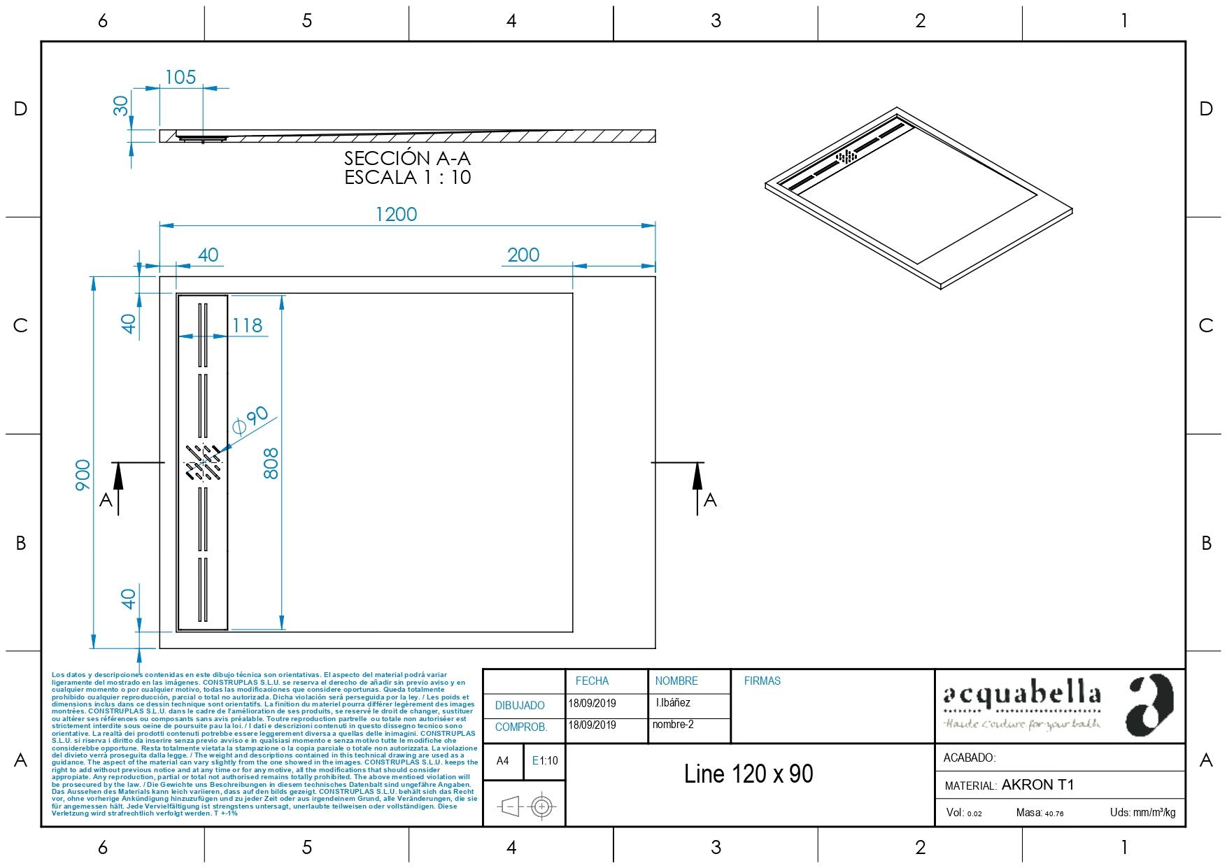 Receveur de douche extra-plat L.120 x l.90 cm Ep.2,7 cm résine gris anthracite Senstures Caniveau - 2