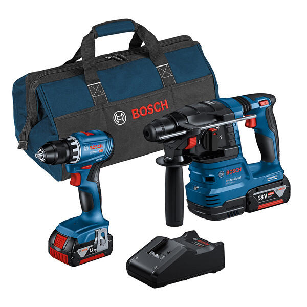Kit 2 outils sans fil 18V : Perceuse visseuse GSR 18V-45 + Marteau perforateur GBH 18V-22 + 2 batteries 4AH + Chargeur - BOSCH PROFESSIONAL - 0615A50038