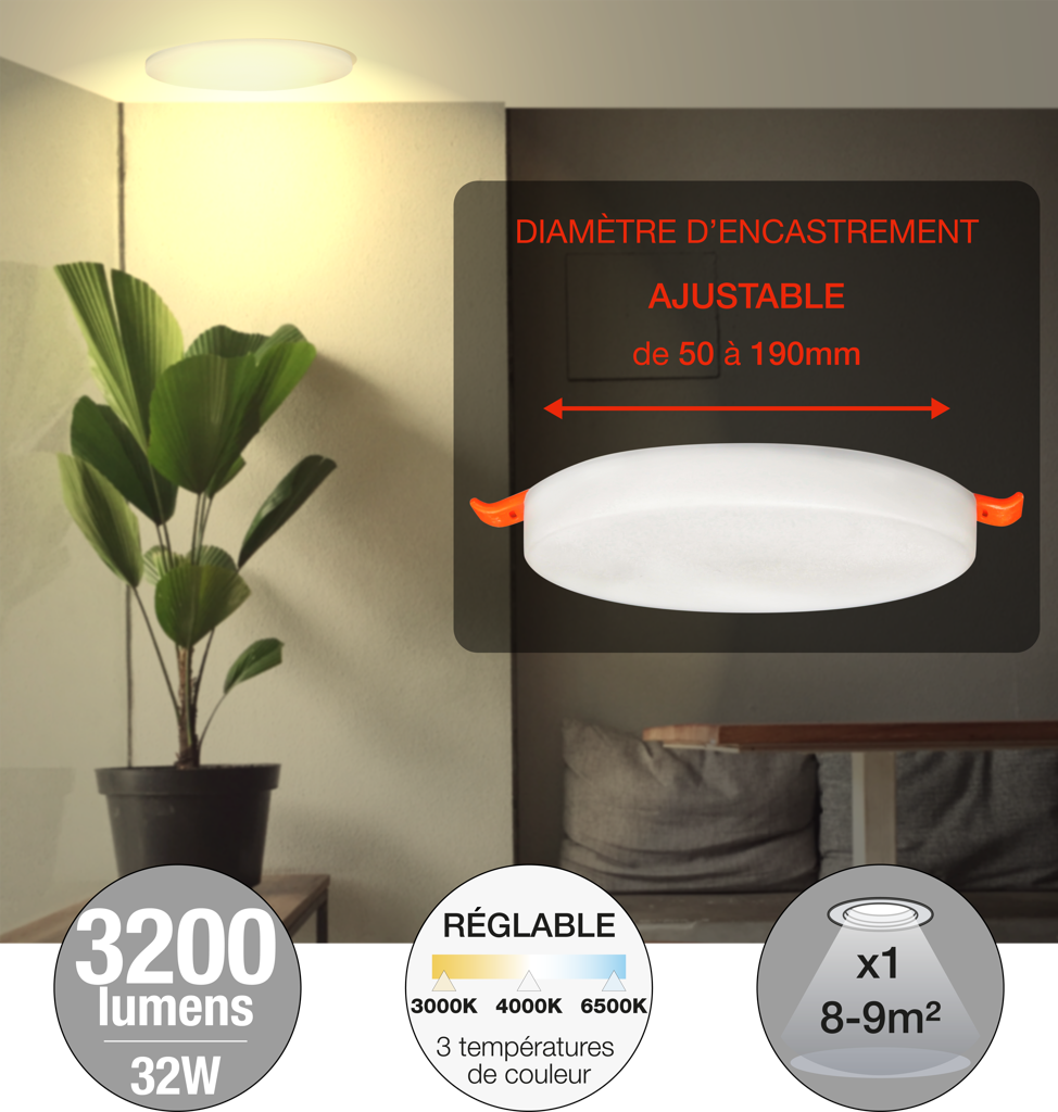Downlight LED encastrable 3200lm FRAMELES - ARLUX  - 3