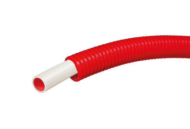 Tube PER gainé rouge Diam.20 mm en couronne Long.25 m - CALINEO PE-RT