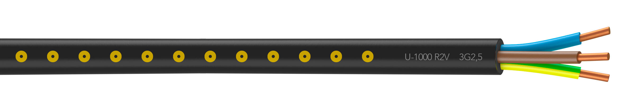 Câble électrique U-1000 R2V 3G 2,5 mm²  Touret de 500 m - NEXANS - 2