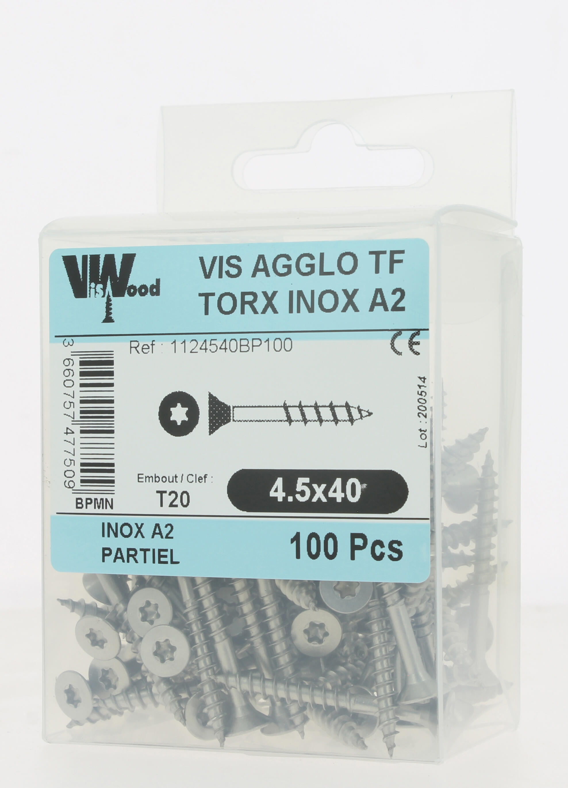 Vis bois inox A2 Diam. 4,5 x 40 mm Boîte de 100 - VISWOOD - 2
