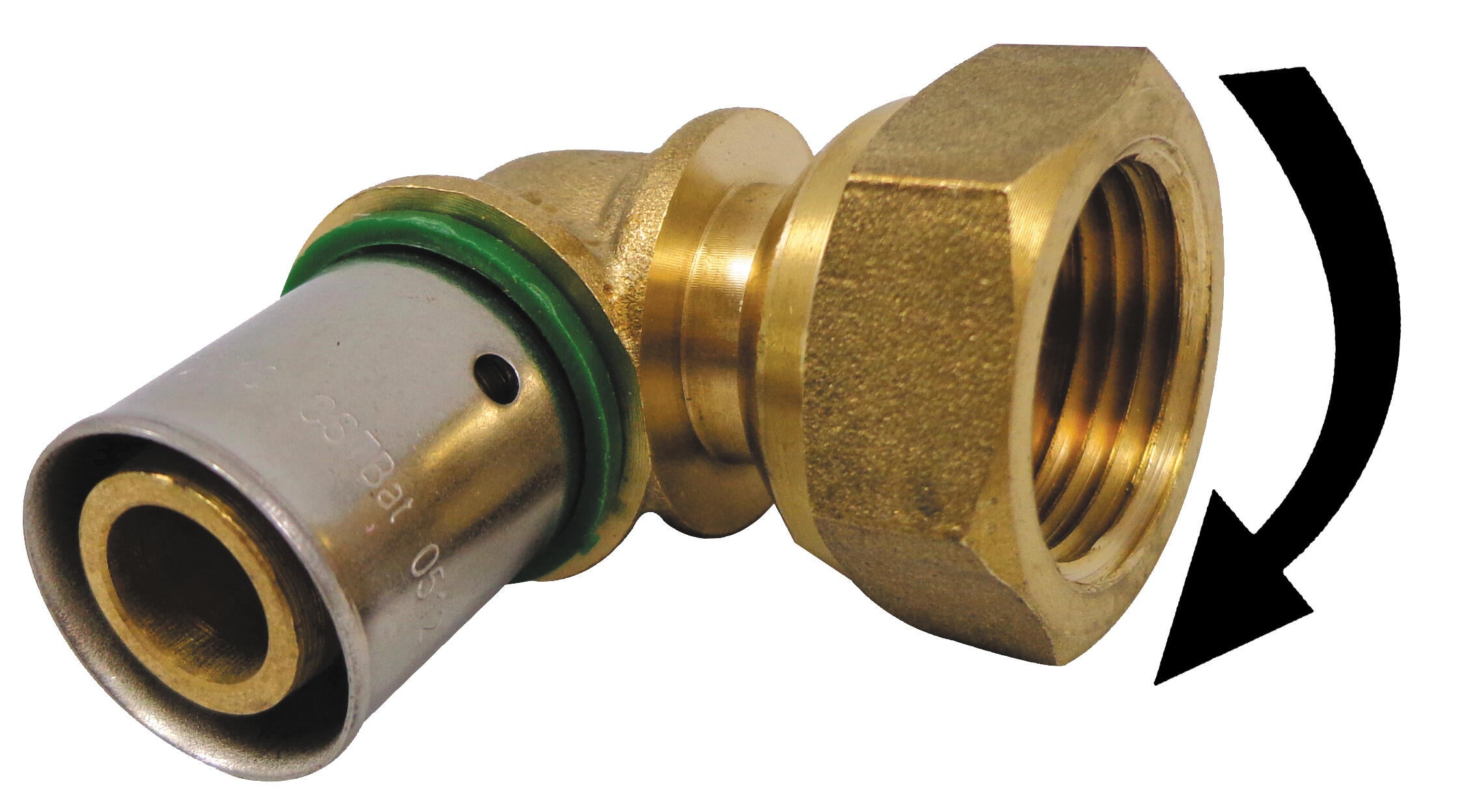 Raccord coude femelle écrou libre F.15X21(1/2'') PER à sertir Diam.16 mm - (lot de 2) - 2