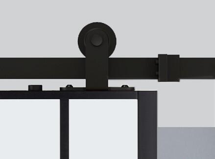 Rail pour porte coulissante Larg.93 cm maximum en applique acier noir - 5