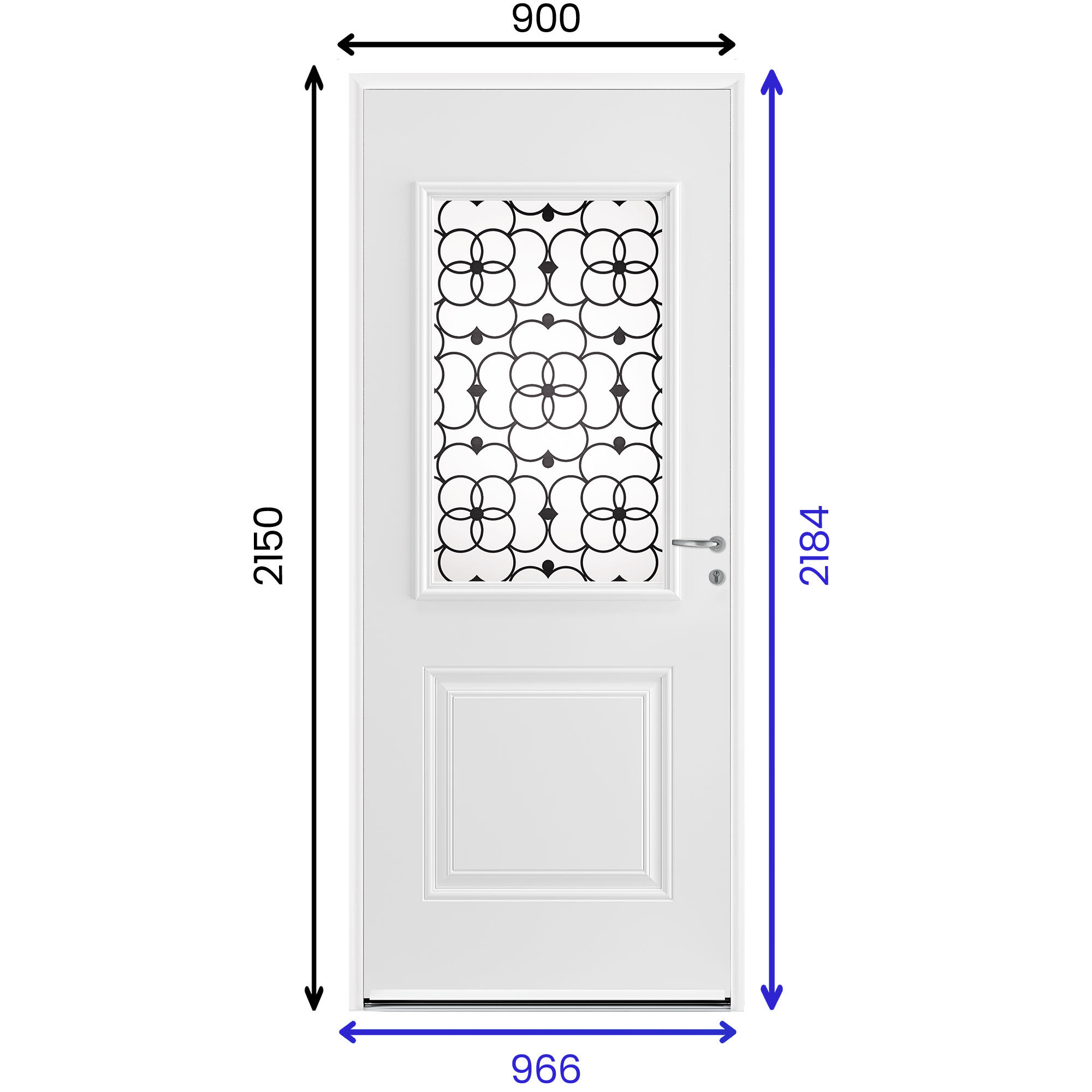 Porte d'entrée acier blanche poussant gauche H.215 x l.90 cm Bloomy - 3