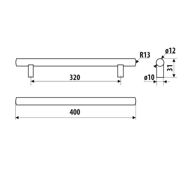 Poignée Acier finition inox brossé entraxe 320 mm - RE10 - 2