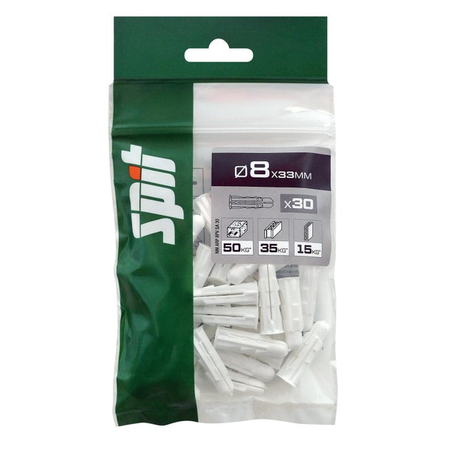 Cheville arpon multi-matériaux Diam.8 mm x 33 mm - SPIT (lot de 30)